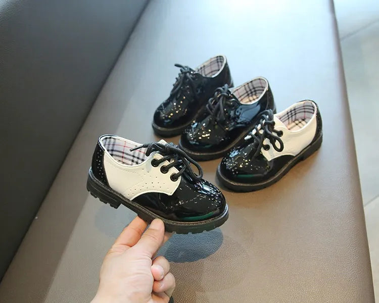 Children's Leather Shoes Round Toe Lace-up Elegant Spring Soft Comfy 21-37 Baroque Style Kids Casual Shoe Boys Girls Flat Shoes