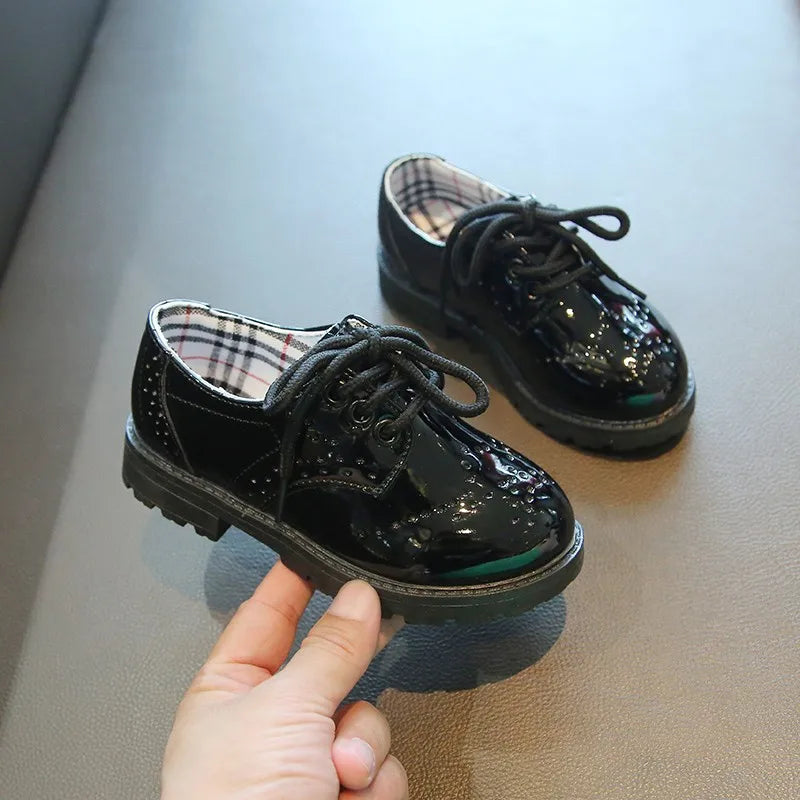 Children's Leather Shoes Round Toe Lace-up Elegant Spring Soft Comfy 21-37 Baroque Style Kids Casual Shoe Boys Girls Flat Shoes