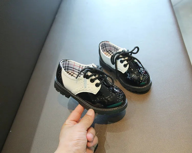 Children's Leather Shoes Round Toe Lace-up Elegant Spring Soft Comfy 21-37 Baroque Style Kids Casual Shoe Boys Girls Flat Shoes