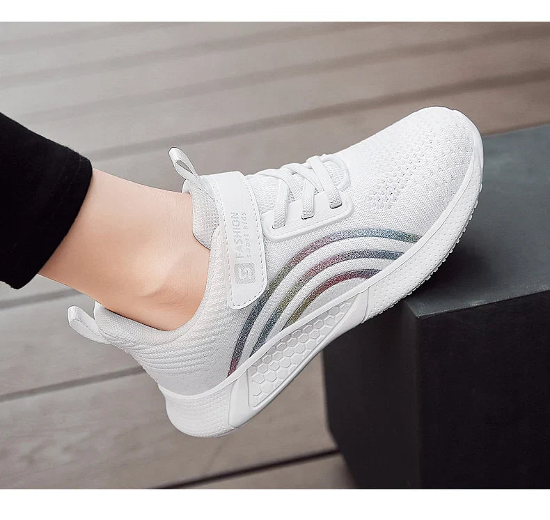 Girls Running Shoes Child White Mesh Sneakers Student Kids Summer Female Fashion Children Autumn Colorful Sport Shoes Light