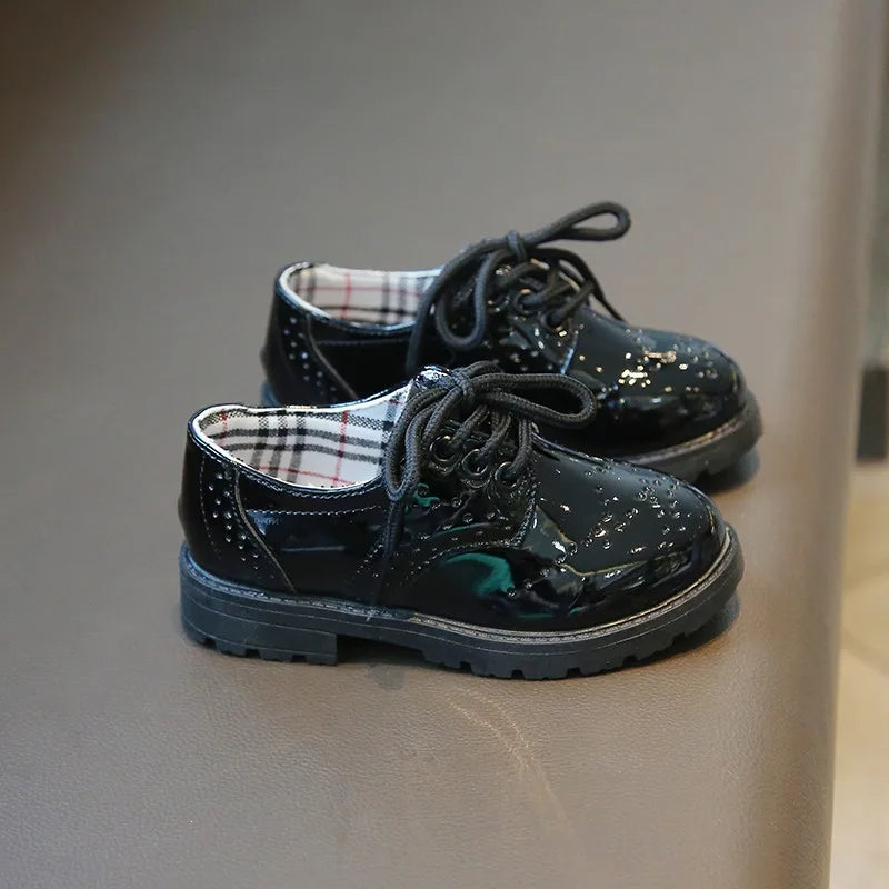 Children's Leather Shoes Round Toe Lace-up Elegant Spring Soft Comfy 21-37 Baroque Style Kids Casual Shoe Boys Girls Flat Shoes