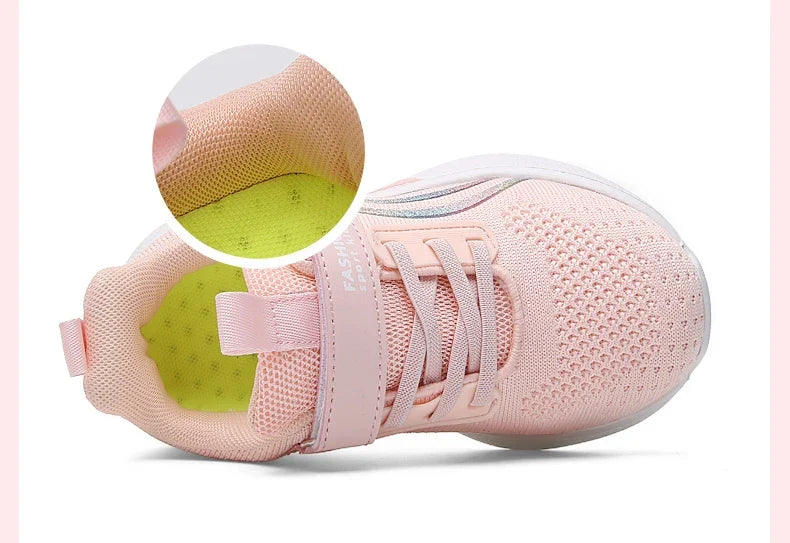 Girls Running Shoes Child White Mesh Sneakers Student Kids Summer Female Fashion Children Autumn Colorful Sport Shoes Light