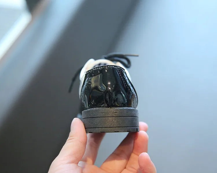 Children's Leather Shoes Round Toe Lace-up Elegant Spring Soft Comfy 21-37 Baroque Style Kids Casual Shoe Boys Girls Flat Shoes