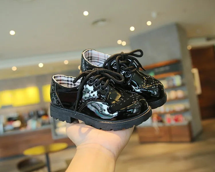 Children's Leather Shoes Round Toe Lace-up Elegant Spring Soft Comfy 21-37 Baroque Style Kids Casual Shoe Boys Girls Flat Shoes