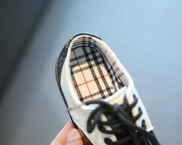 Children's Leather Shoes Round Toe Lace-up Elegant Spring Soft Comfy 21-37 Baroque Style Kids Casual Shoe Boys Girls Flat Shoes