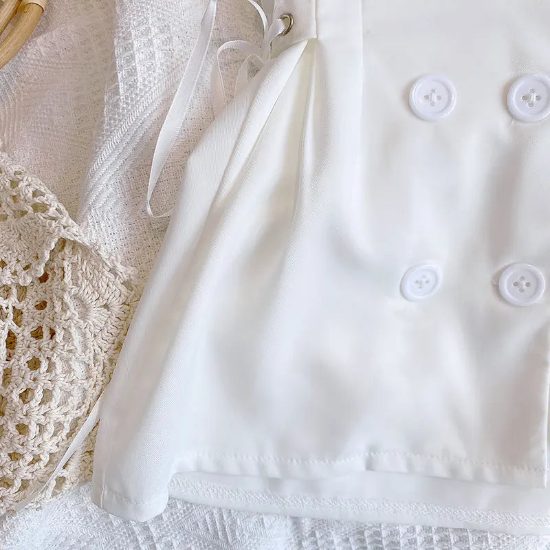 Summer Clothing Lapel Waist Drawstring Double