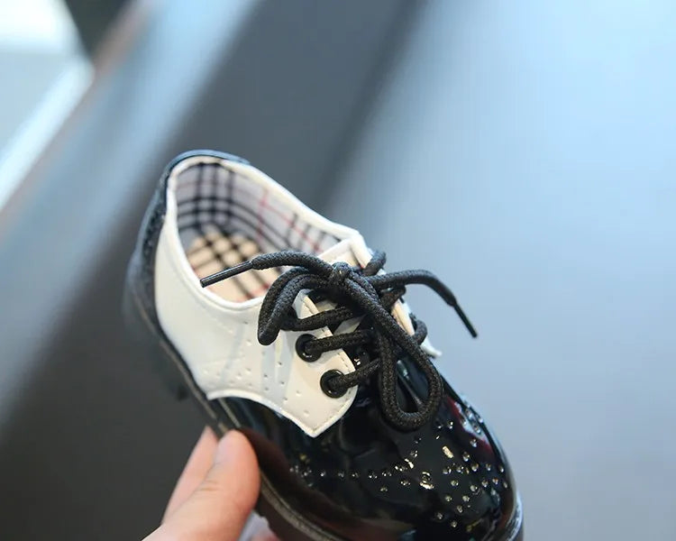 Children's Leather Shoes Round Toe Lace-up Elegant Spring Soft Comfy 21-37 Baroque Style Kids Casual Shoe Boys Girls Flat Shoes