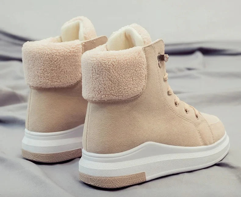 Women's casual sneakers; winter sneakers with plush fur; warm women's shoes; women's shoes with lacing women's shoes on Fashion