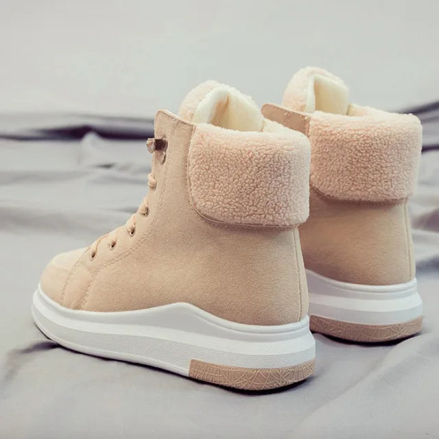 Women's casual sneakers; winter sneakers with plush fur; warm women's shoes; women's shoes with lacing women's shoes on Fashion