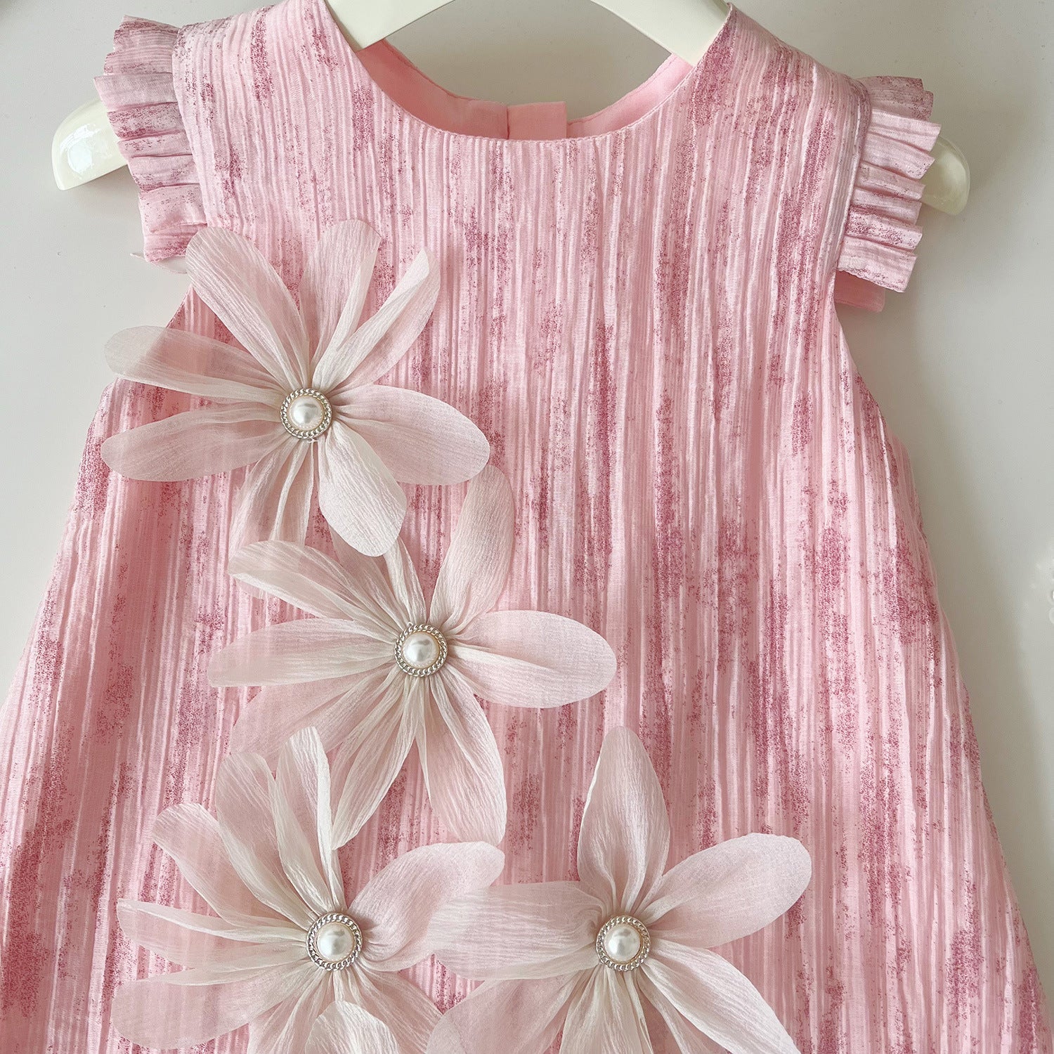 2025 Summer New Korean Girls Cute Three-Dimensional Flower Sleeveless Dress Girls Casual Daily Dress