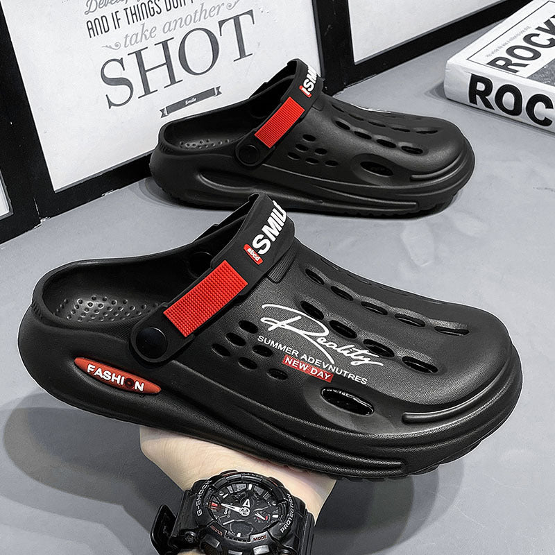 Summer Thick Bottom Shit Feeling Plus Size Closed-toe Slippers Men (Available)