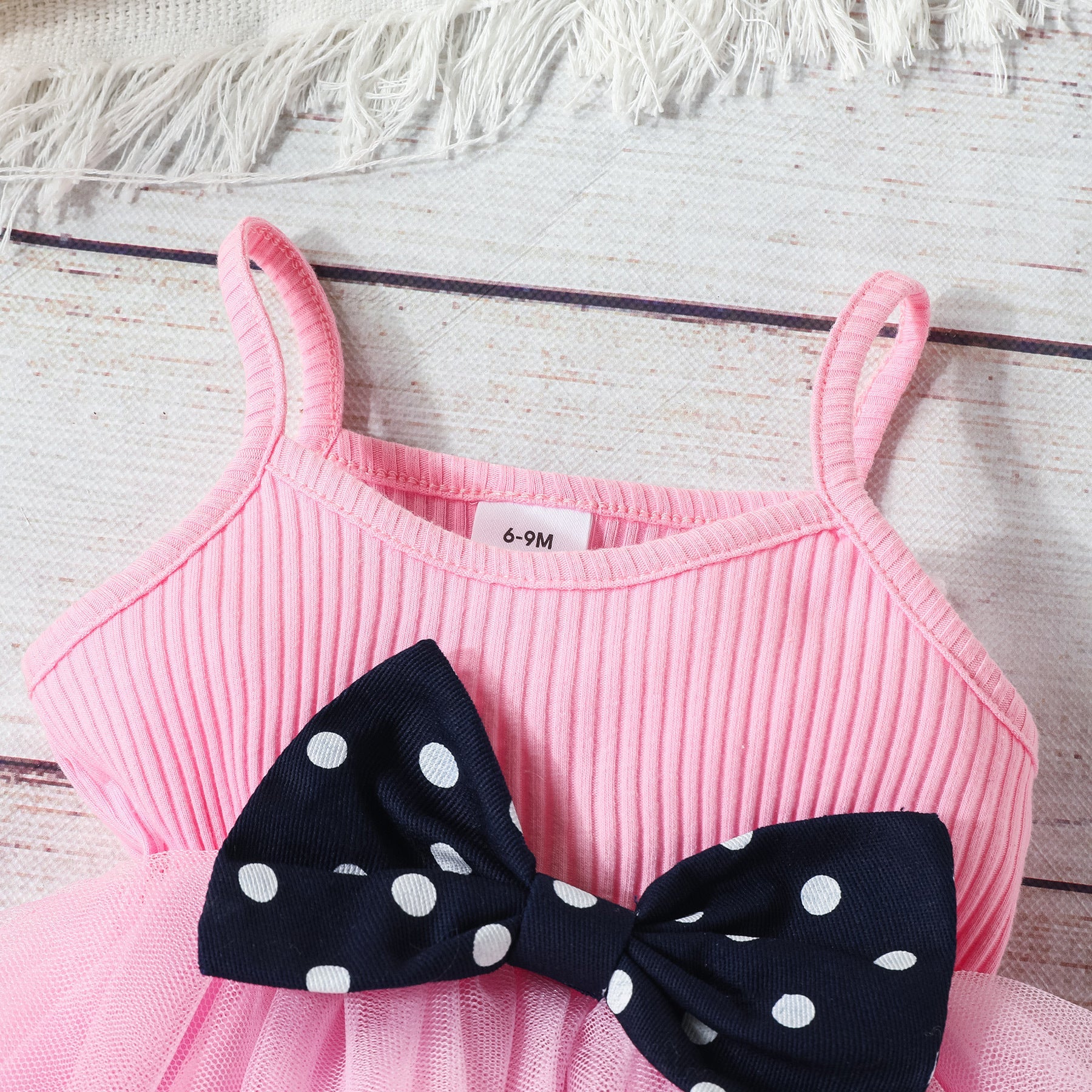 girls skirt suit baby and toddler sling mesh bow dress + polka dot lapel Tops