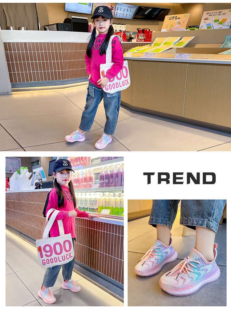 Children's Coconut Shoes Autumn Styles Boys Sneakers Breathable Mesh Shoes Fly Weaving Girls Casual Shoes Soft Sole baby