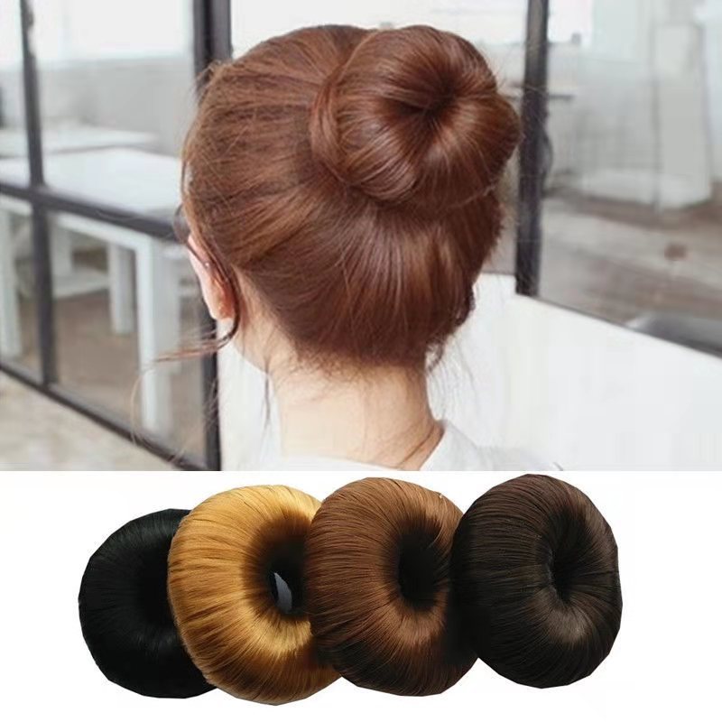 Korean headdress donut wig hair ring hair ring hair ball hair tools flower bud hair ring hair accessories (Available)