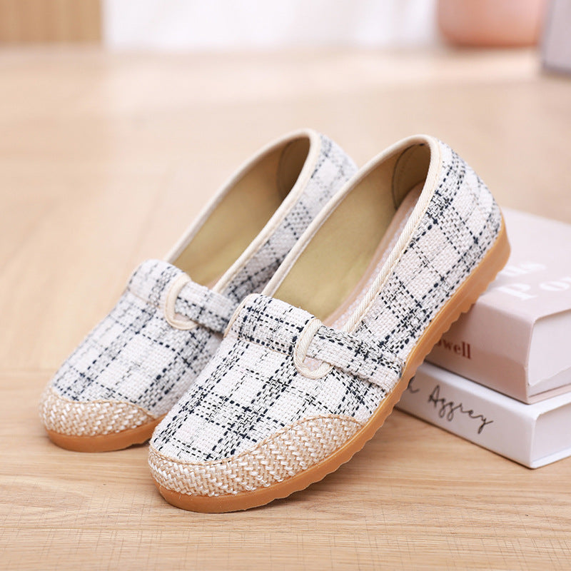 Cloth Shoes Women's Flat Heel Ethnic Style Shallow Mouth