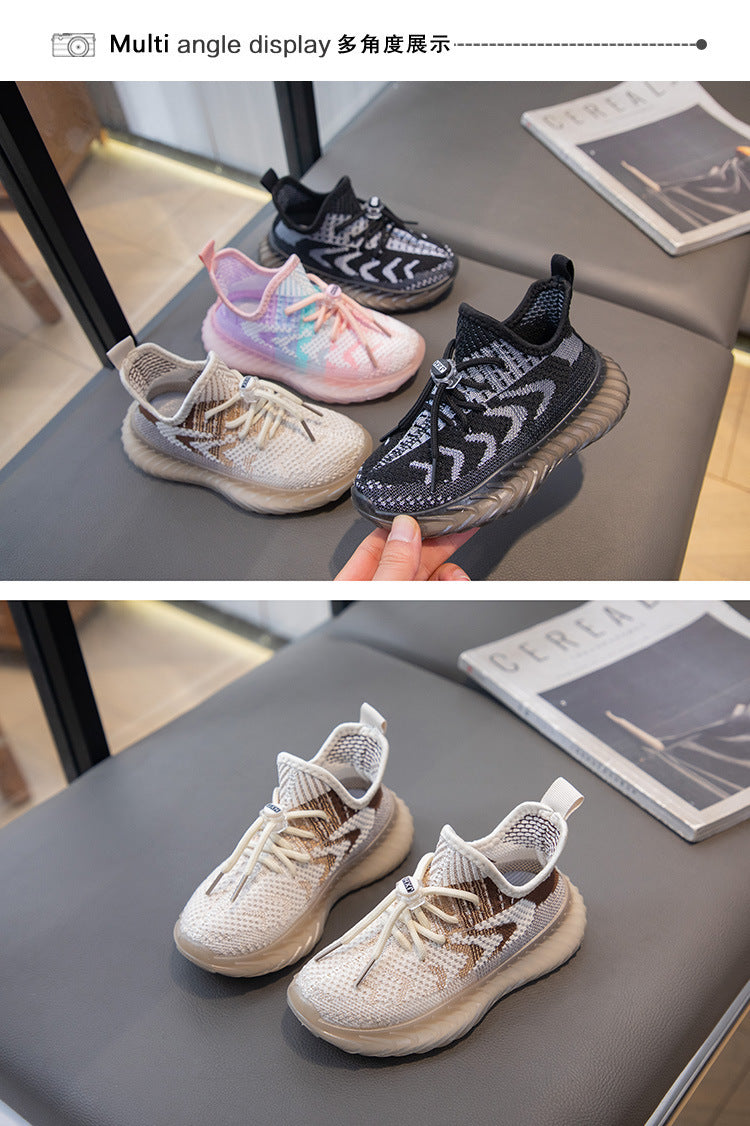 Children's Coconut Shoes Autumn Styles Boys Sneakers Breathable Mesh Shoes Fly Weaving Girls Casual Shoes Soft Sole baby