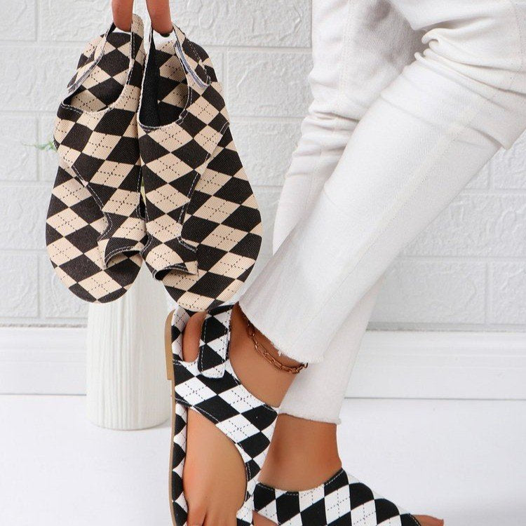 Women's Fashion Velcro Hollow Peep Toe Shoes