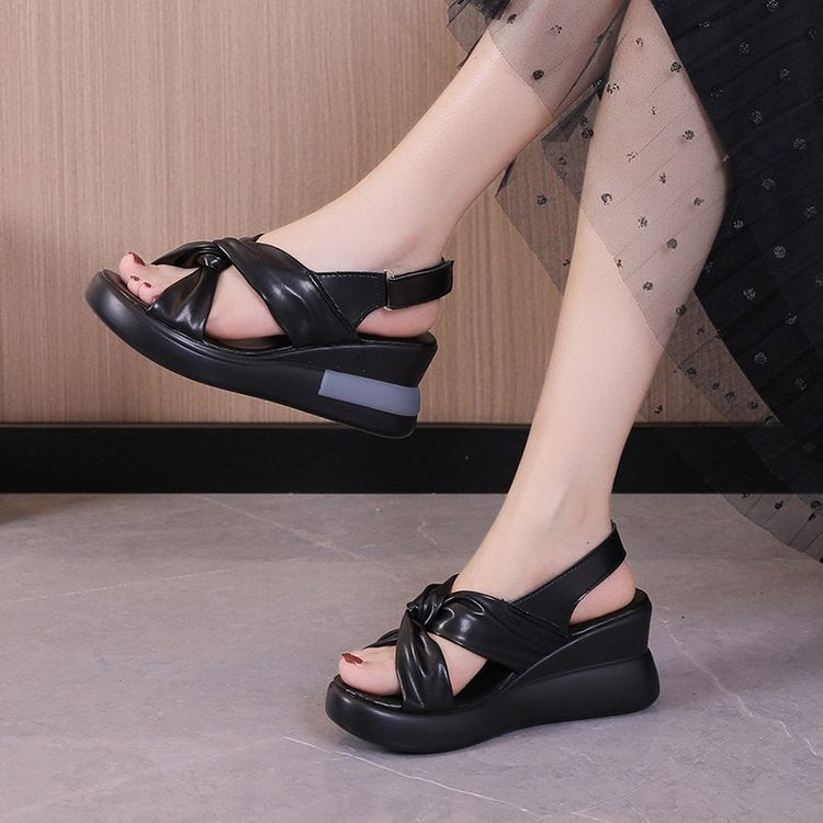 Women's Cross-strap Platform Casual Wedge Sandals