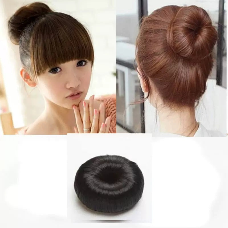 Korean headdress donut wig hair ring hair ring hair ball hair tools flower bud hair ring hair accessories (Available)