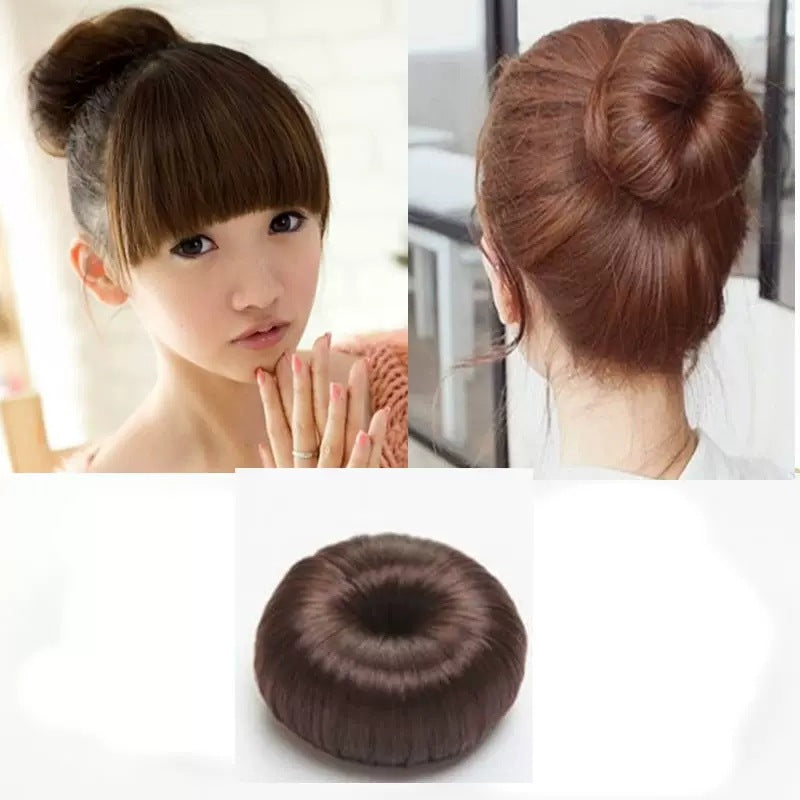 Korean headdress donut wig hair ring hair ring hair ball hair tools flower bud hair ring hair accessories (Available)