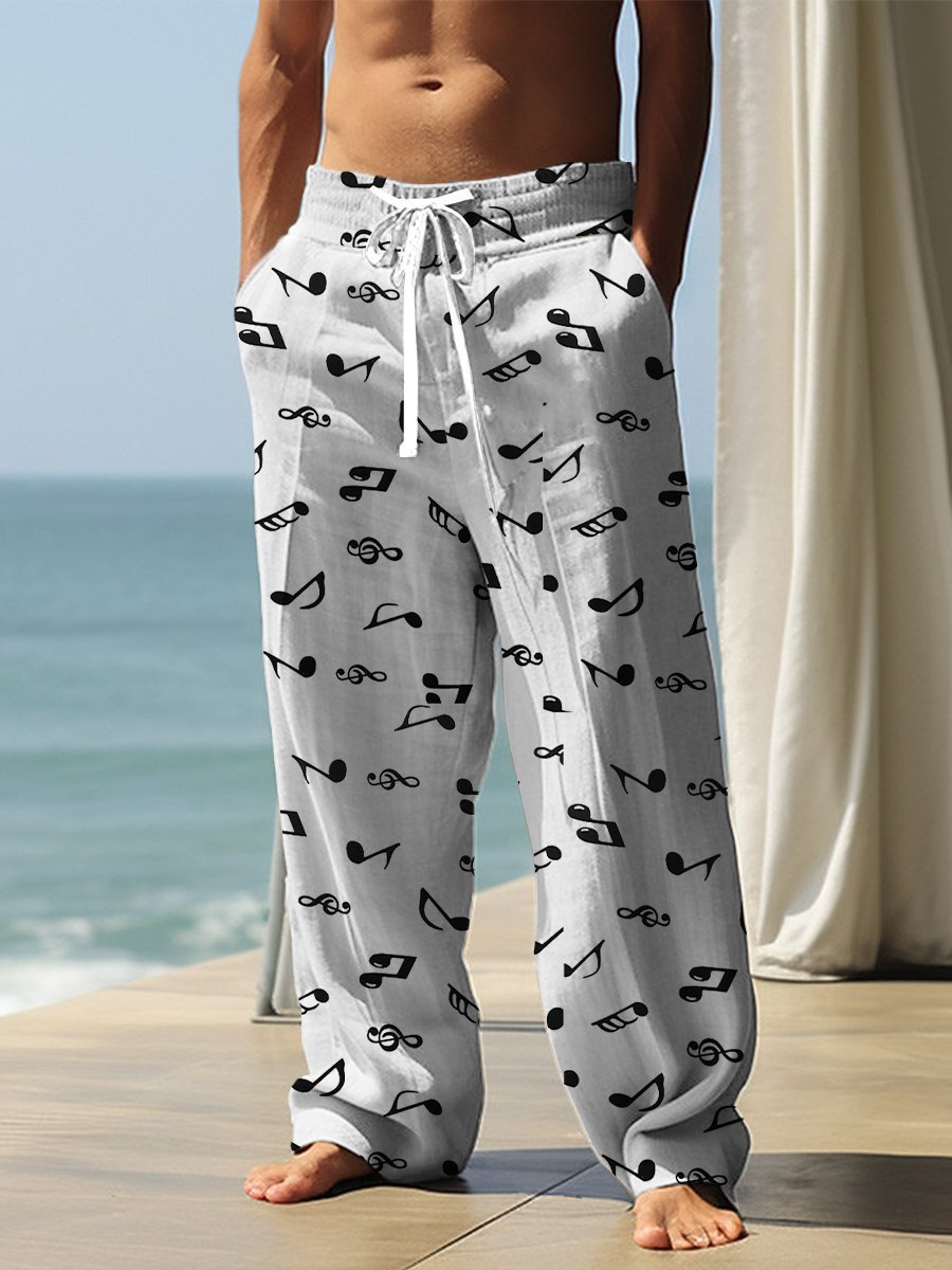 Autumn Men's Health Cloth Straight-leg Pants 3D Digital Vintage Print Ethnic Style Baggy Pants