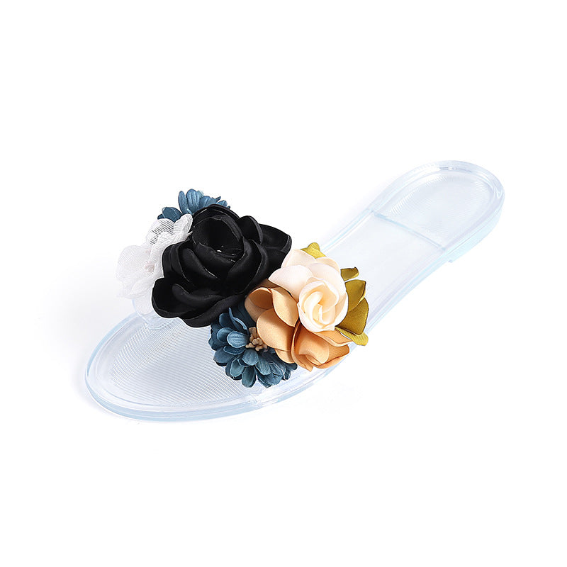 Women's Flat Bottom Crystal Transparent Slippers