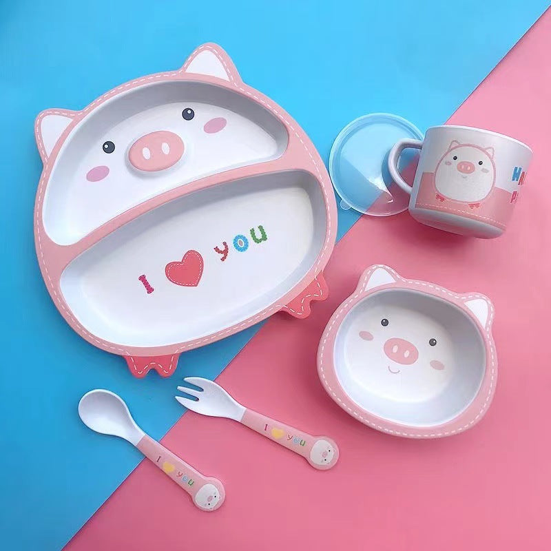 Baby feeding bowl with Bamboo Fiber spoon and Bamboo Fiber straw