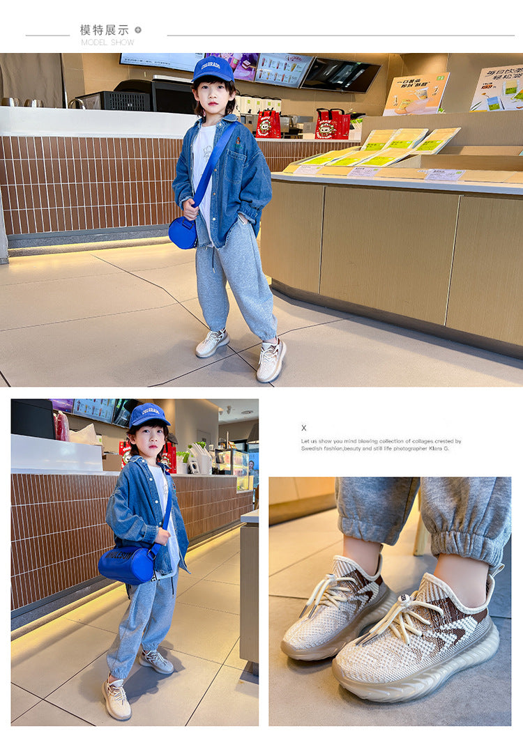 Children's Coconut Shoes Autumn Styles Boys Sneakers Breathable Mesh Shoes Fly Weaving Girls Casual Shoes Soft Sole baby