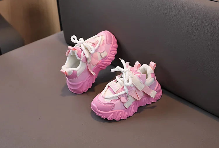 New Arrival Children Sneakers Pretty Silhouette Girl Running Shoes Pink Black Khaki Trendy Kids Shoes Boys Training Shoes