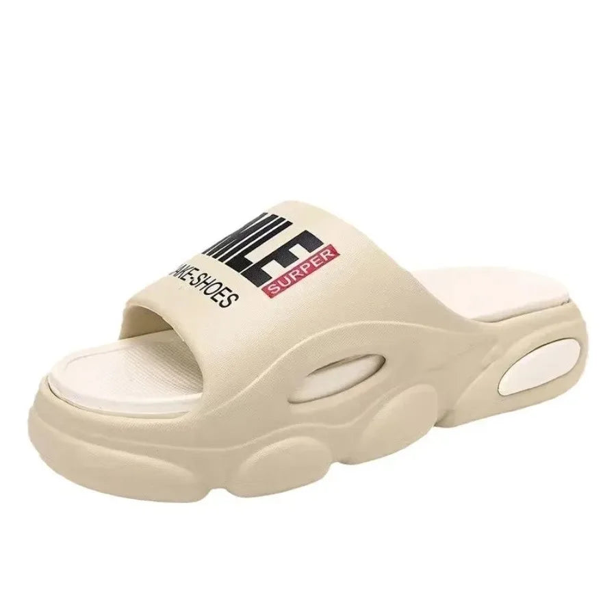 Men Thick Sole Summer Beach Slides Bathroom Anti Slip Slipper Soft Sandals Light Letter Shoes Men Slippers Platform Sandals