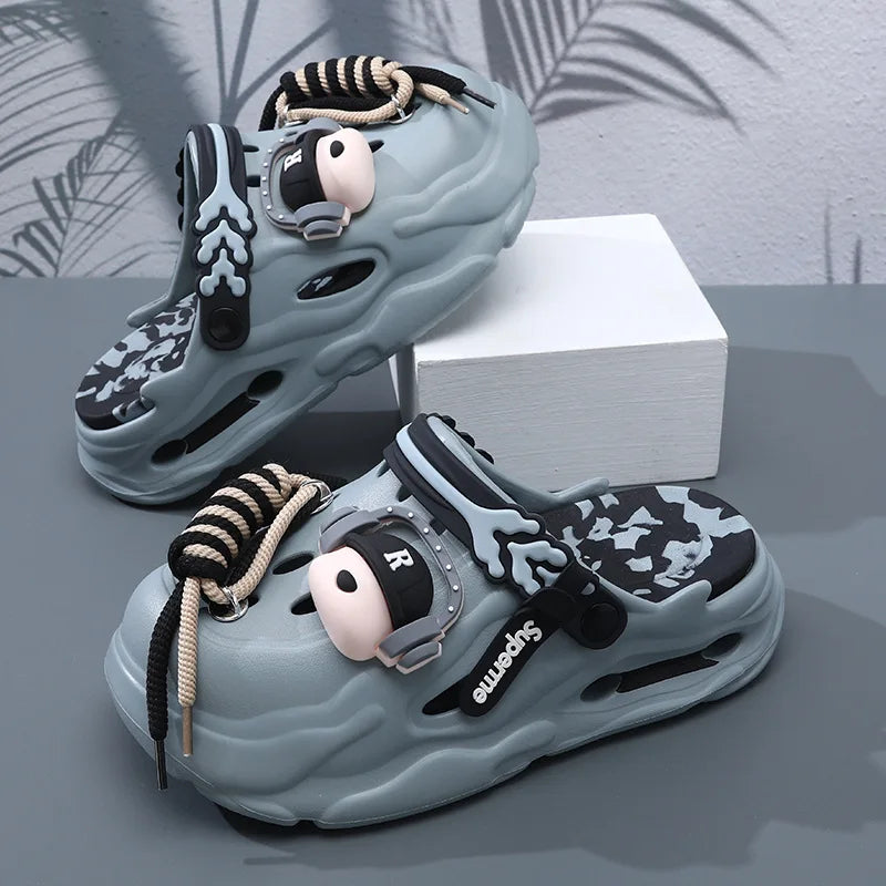 Couple Summer Thick-soled Hole Shoes Non-slip Bag Head Slipper Breathable Cartoon Mens Womens Beach Outdoor Sports Beach Sandals