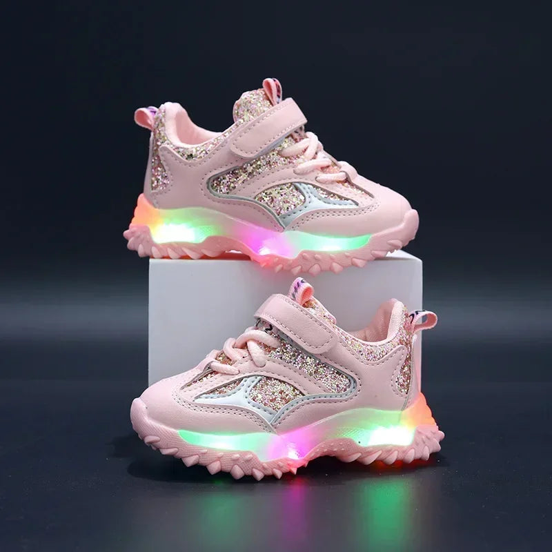 2025 Summer Sneakers Kids Fashion Girls LED Light Shoes Letter Mesh Breathable  Luminous Shoes Casual Sports Shoes Boys Shoes