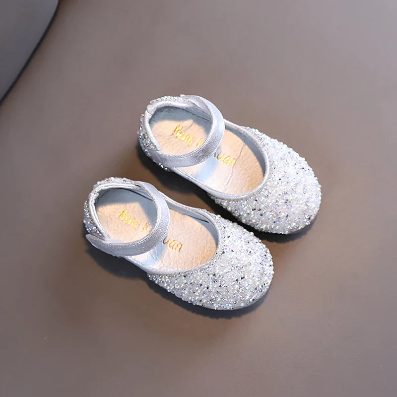 Girl's Princess Shoes Summer Glimmer Round Toe Party Dance Flat Shoe for Girls Spring Size 21-36 Infant Children Mary Janes