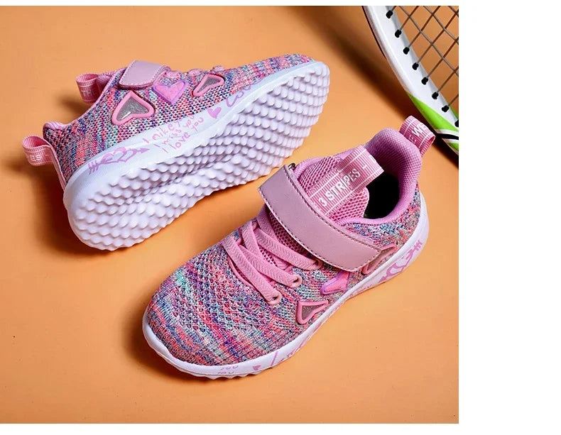 2025 Girls Casual Shoes Children Light Mesh Sneakers Kids Summer Autumn Tenis Cute Sport Cartoon Running Sock Footwear Female