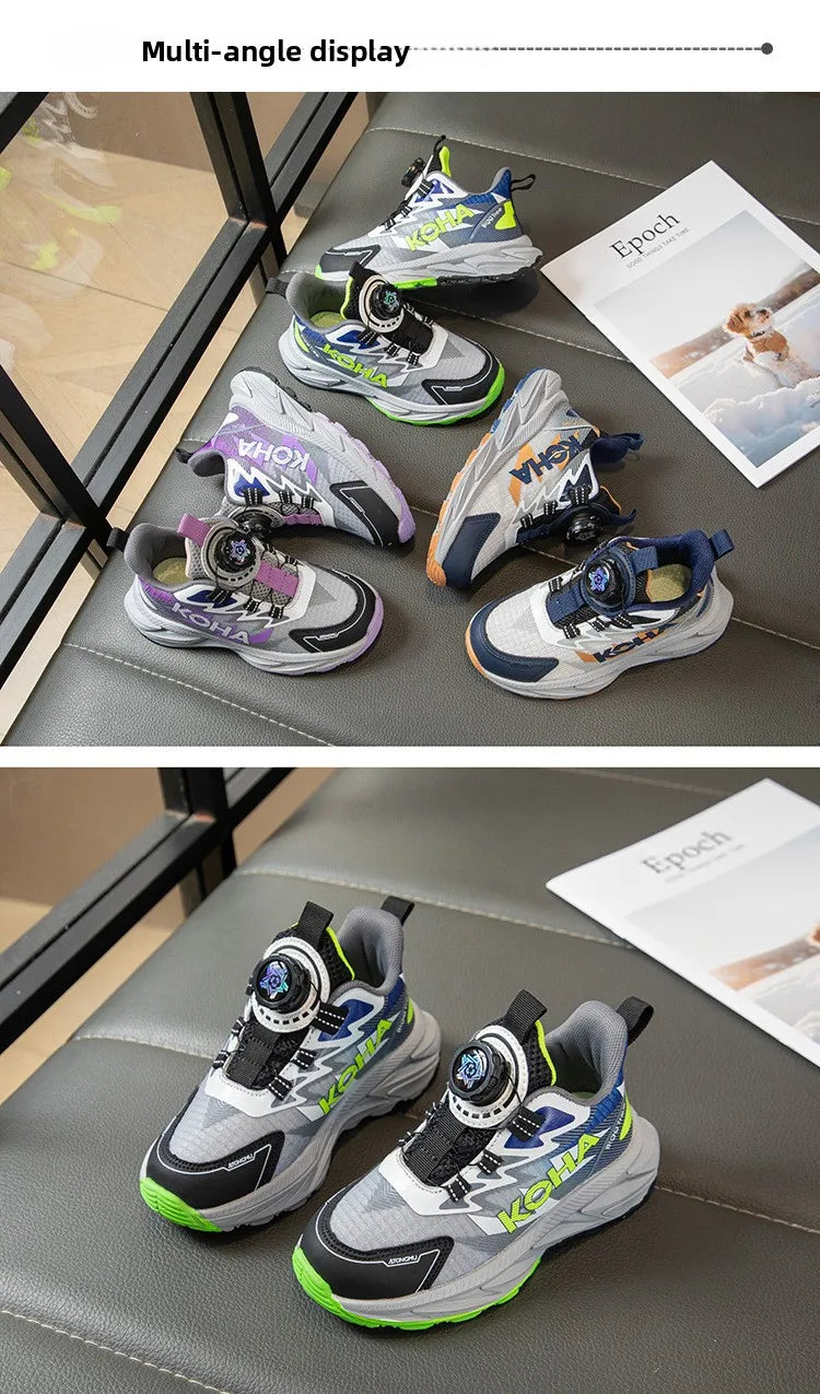 Boys Running Shoes with Rotating Buttons Breathable Comfortable Dad Sneakers Kids Sports Shoes for Autumn Season New Arrival