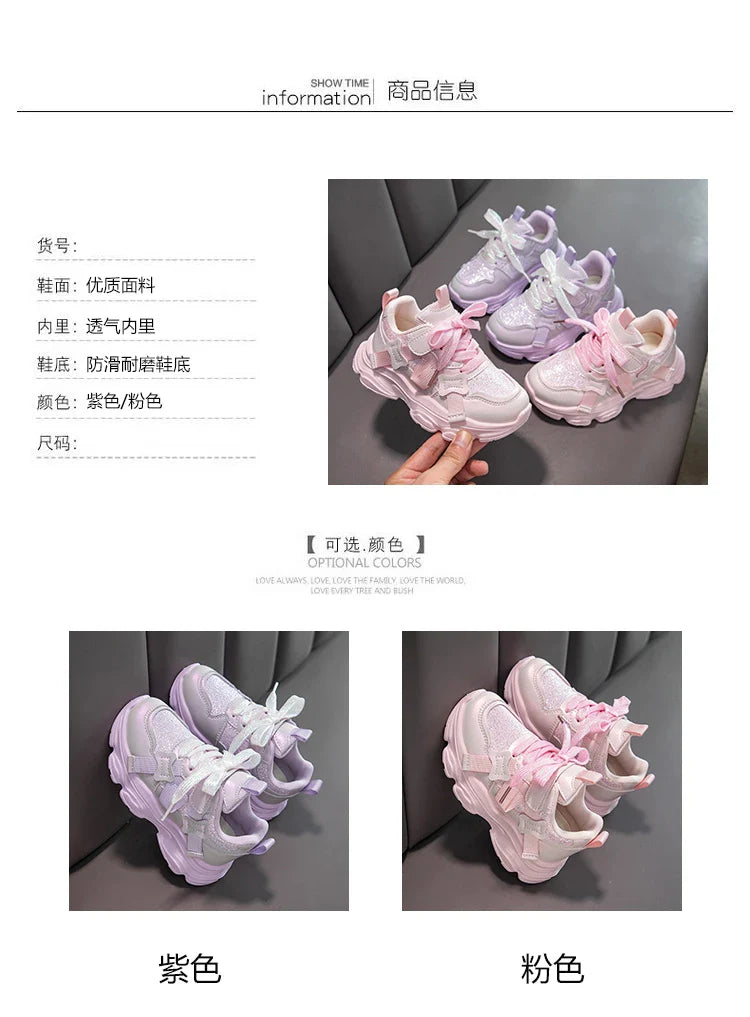 Fashion Versatile Sneakers for Girls 2026 New Autumn Toddler Running Shoes Soft Sole All-day Comfort Kids School Sports Sneakers