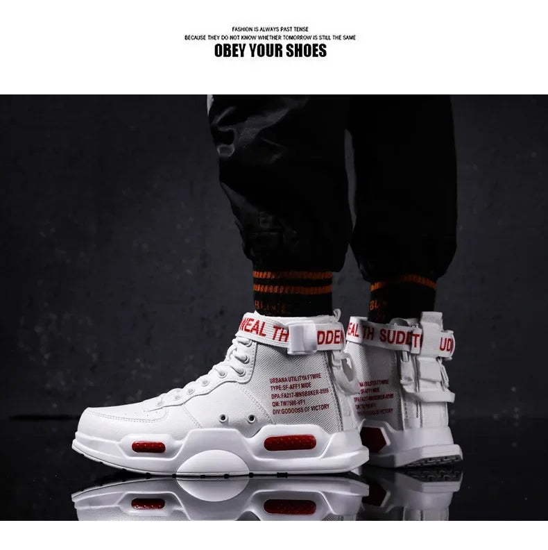 Mens Casual Sneakers High-tops Sneakers Trendy Boys Basketball Sports Tennis Shoes Outdoor Off-road Shoes Couple Sneakers