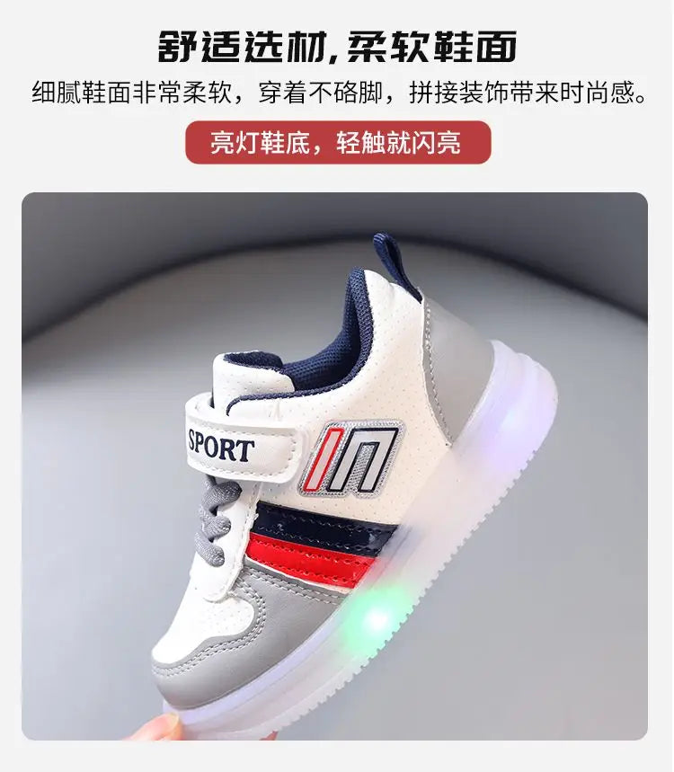 Boys Sneakers Sensor Lights Luminous Board Shoes Lightweight Skateboard Sneaker Kids Toddler Shoe Girls Walking Sport Footwear