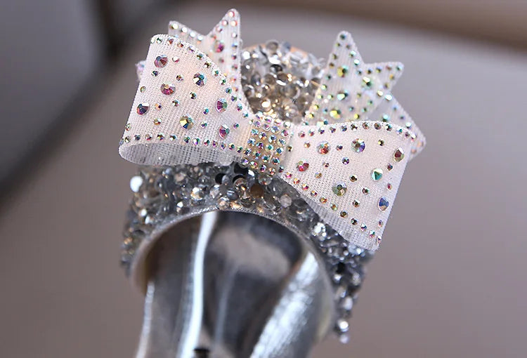 Kids Shoes Summer for Girl Sandals Fashion Sequins Rhinestone Bow Girls Princess Shoe Soft Bottom
