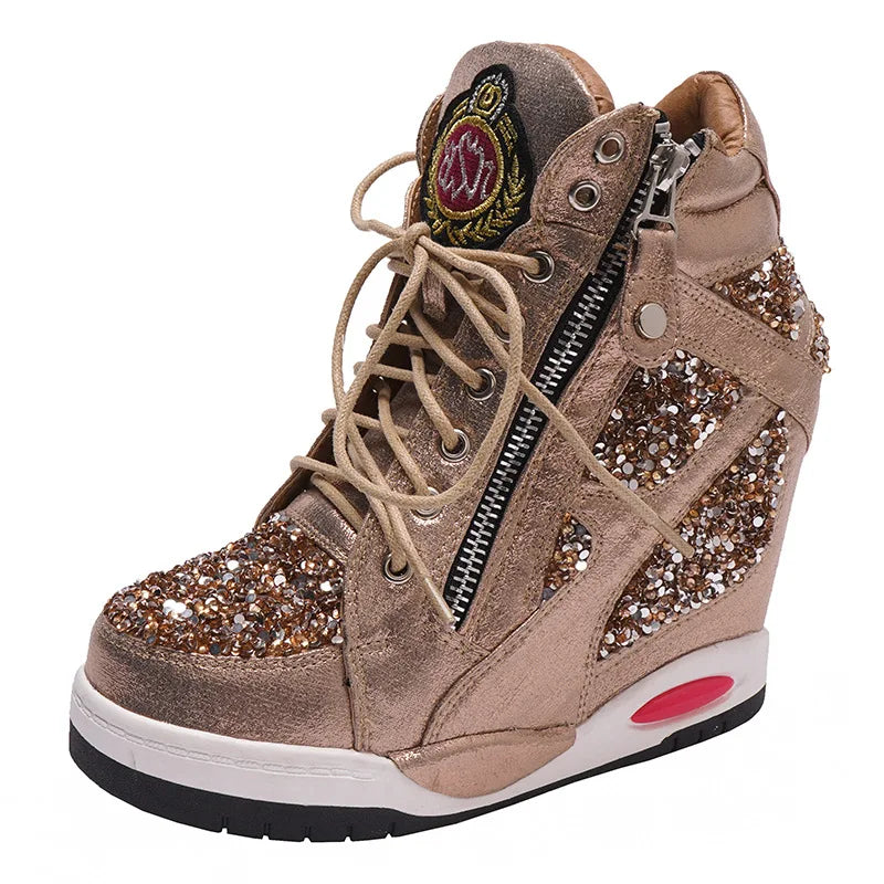 Shoes Womens Sneakers with Platform Woman Shoe Luxury Wedge Heel Basket Autumn Winter Thick Fashion High Casual Running Low help