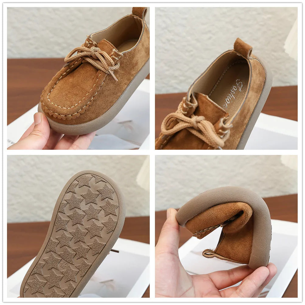 Kids Casual Loafers for Boys Girls 2025 New Autumn Toddler Walking Shoes Non-slip Thick Sole Retro Chic School Outdoor Footwear