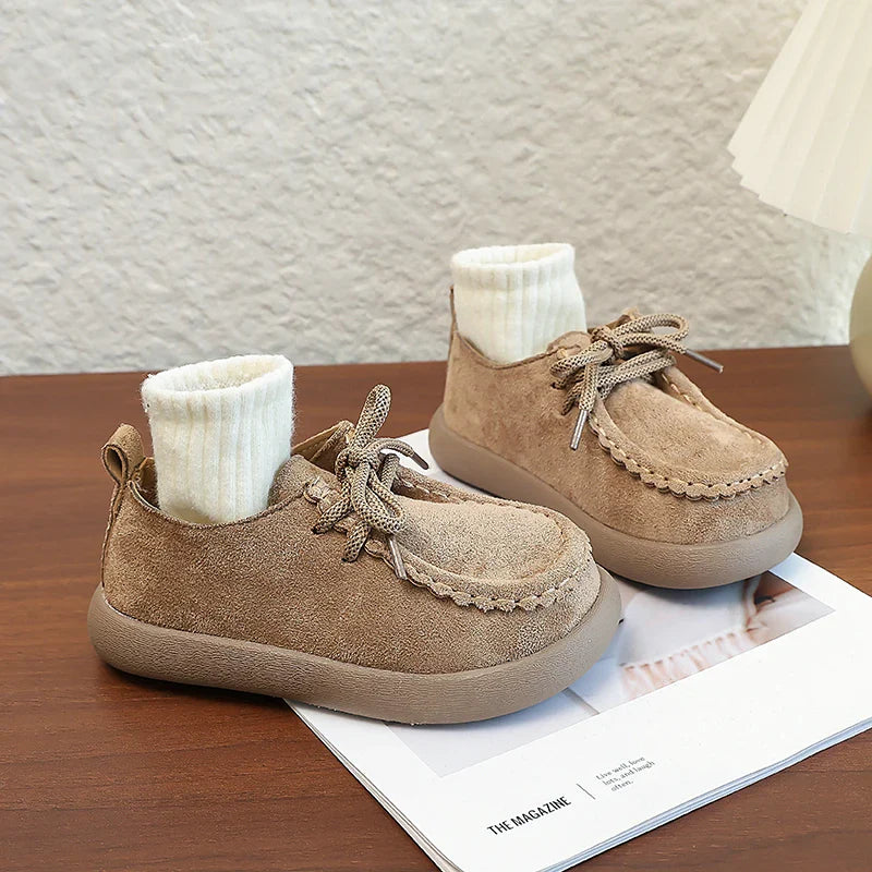 Kids Casual Loafers for Boys Girls 2025 New Autumn Toddler Walking Shoes Non-slip Thick Sole Retro Chic School Outdoor Footwear