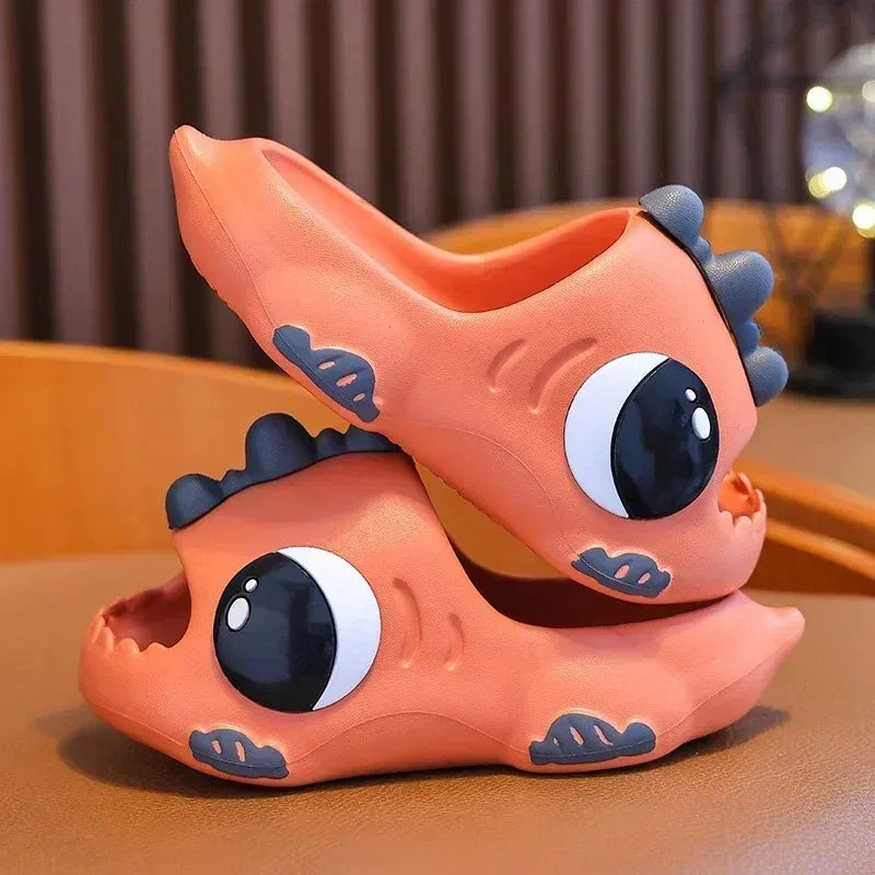 -Summer Aged 2-12 Children Slippers Cute Cartoon Dinosaur Beach Sandal For Kids Boys Girls Flip Flops Non-Slip Indoor Home Shoes