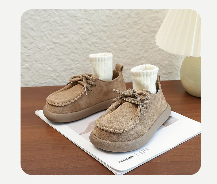 Kids Casual Loafers for Boys Girls 2025 New Autumn Toddler Walking Shoes Non-slip Thick Sole Retro Chic School Outdoor Footwear
