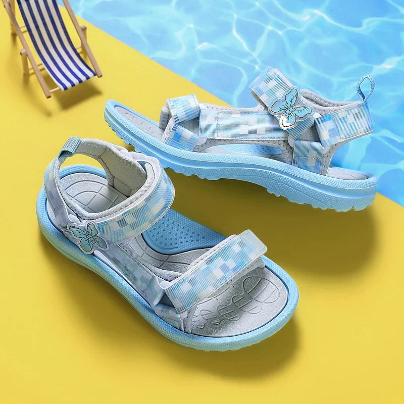 Cute Girls' Pink Soft Sole Flat Sandals Summer Breathable Kids Baby Sport Sandals Outdoor Beach Shoes Walking Size 25-38