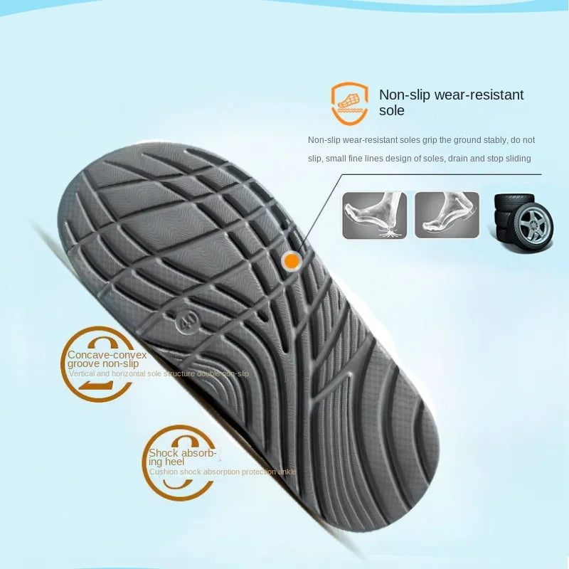 Slippers Men's Summer Large Size 49 Thick-soled Soft Material Arch Shock Absorption Flip-flops Beach Shoes Non-slip Safety Shoes