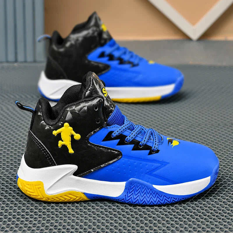Fashion Basketball Shoes for Kids High-top Sneakers Children Casual Sports Shoes Ankle-protected Anti-slippery Gym Trainers Boys