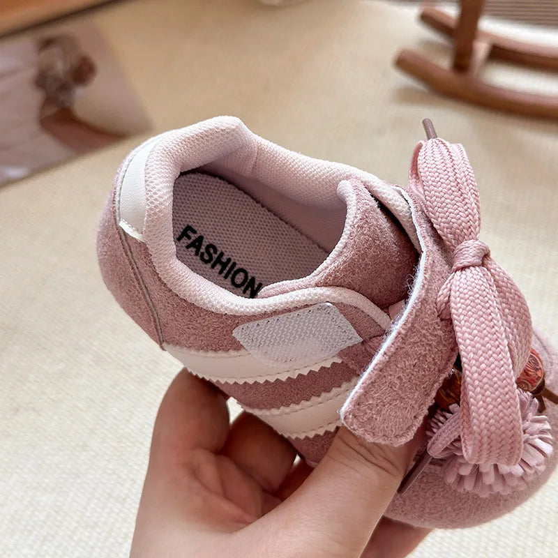 Girls Casual Sneakers 2025 Autumn New Toddler Flat Shoes Flower Children Retro Classic Fashion Non-slip Kids Running Sport Shoes