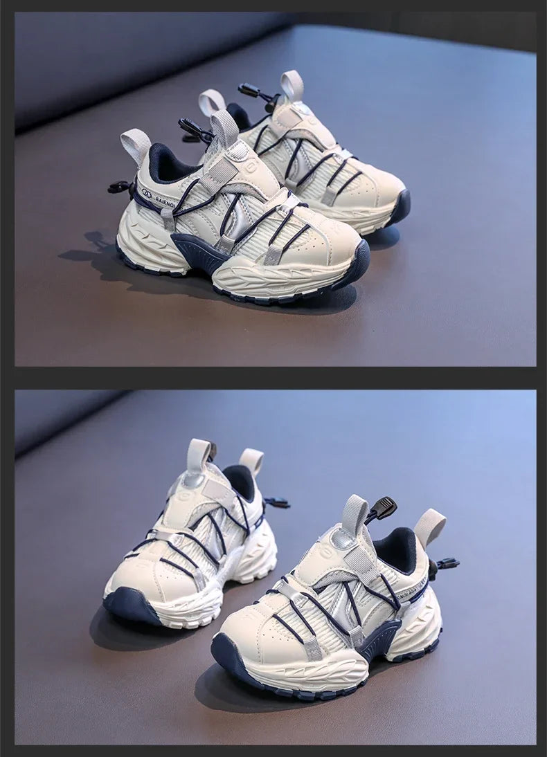 Boys Running Shoes Handsome Trendy Children Sneakers Mesh Breathable 2025 New Fashion Kids Sports Shoes Non-slip Thick Soft Sole