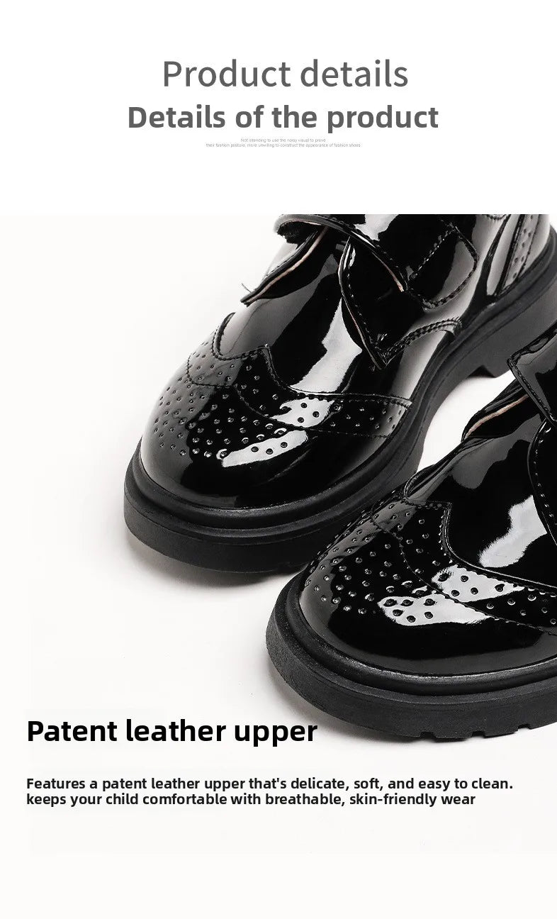 Boys Formal Shoes Girls Leather Shoes Black for School Party Wedding Lace-up Kids Oxfords Classic Fashion Soft 26-36 Breathable